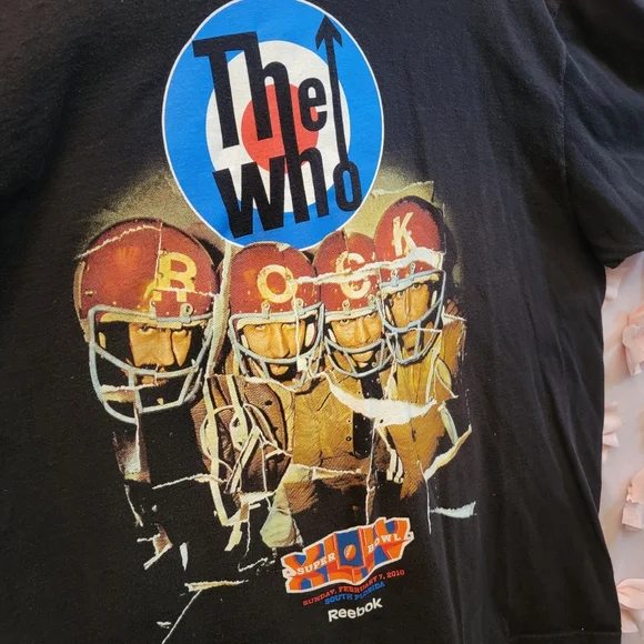 Rare 2010 Reebok Super Bowl XLIV The Who Halftime Show Graphic T-Shirt Mens 2XL - Picture 3 of 7